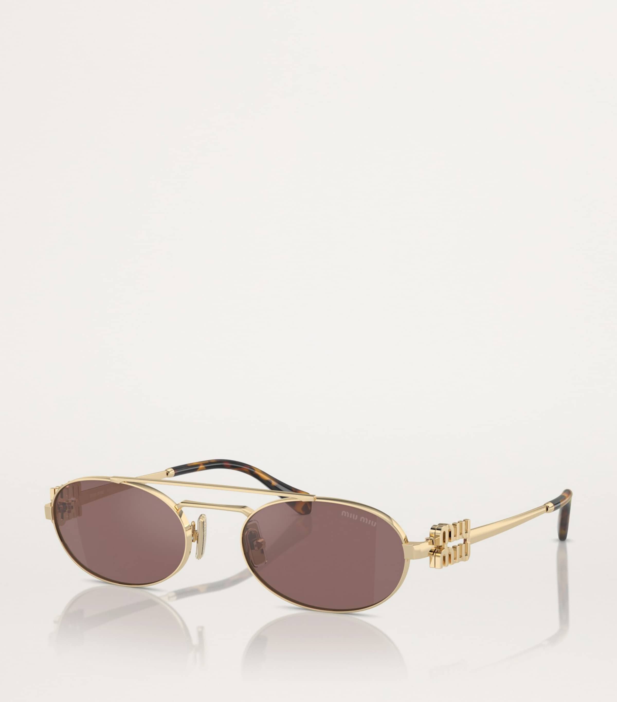 Gold Metal Oval Sunglasses