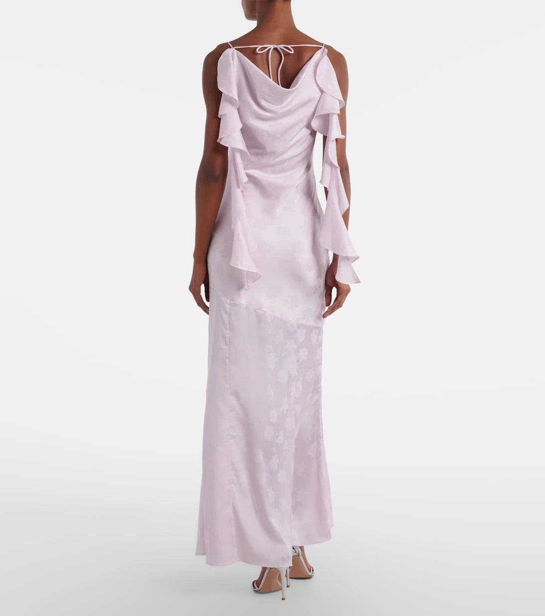 Rotate - Ruffled satin jacquard gown