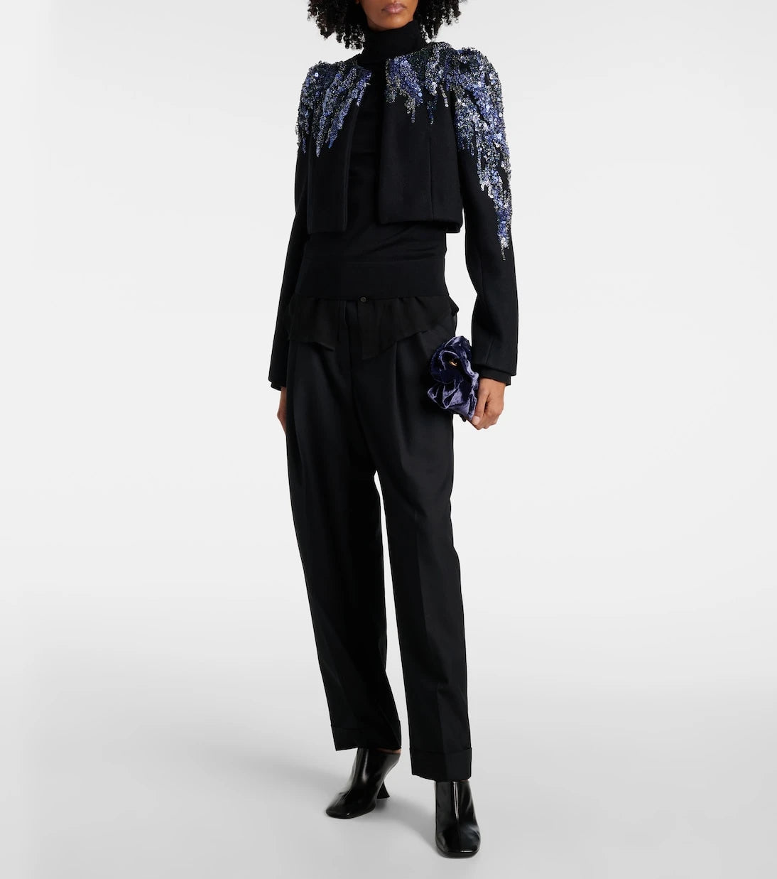 Dries Van Noten - Sequined cropped wool-blend jacket