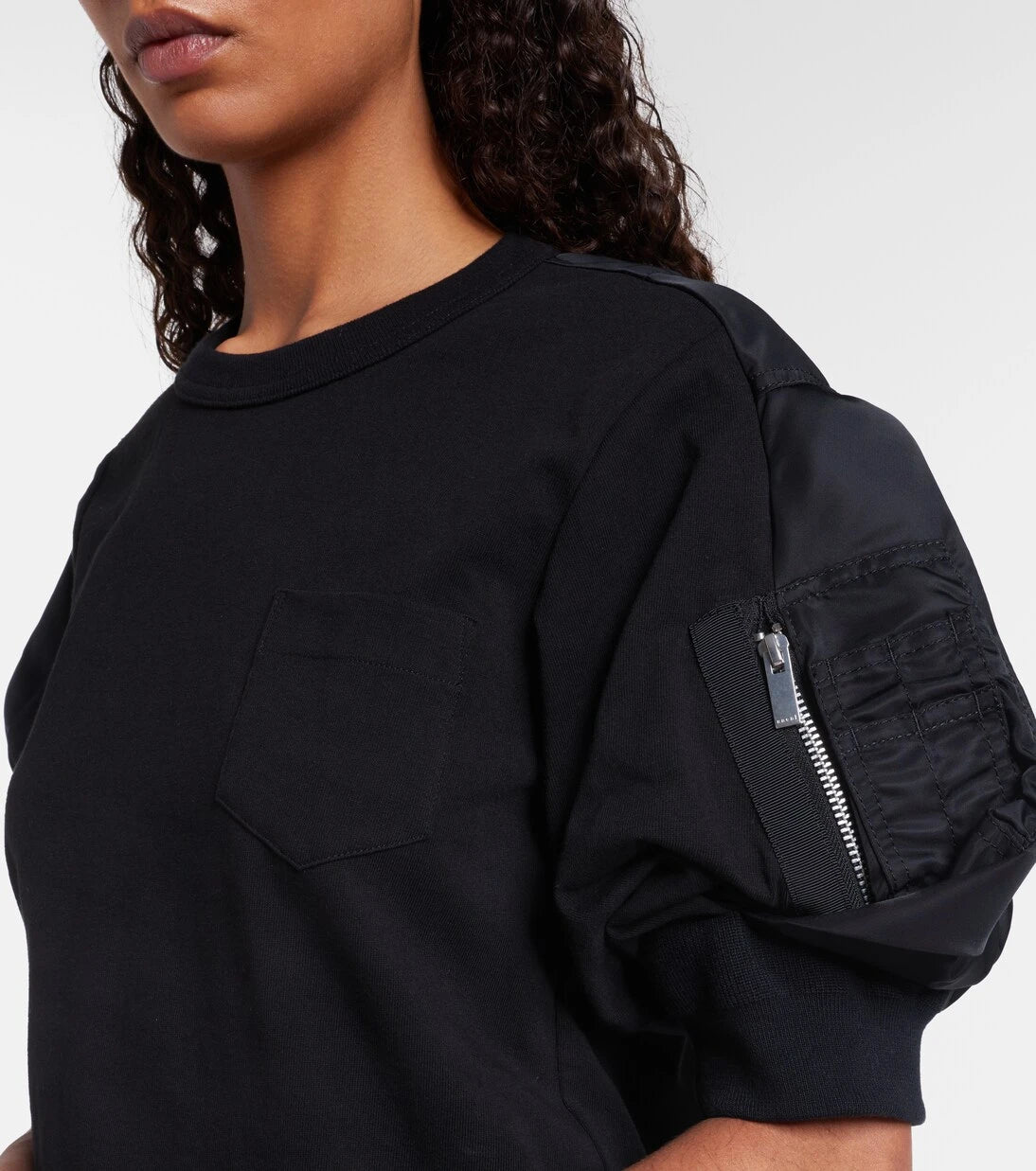 Sacai - Cotton twill and jersey T-shirt