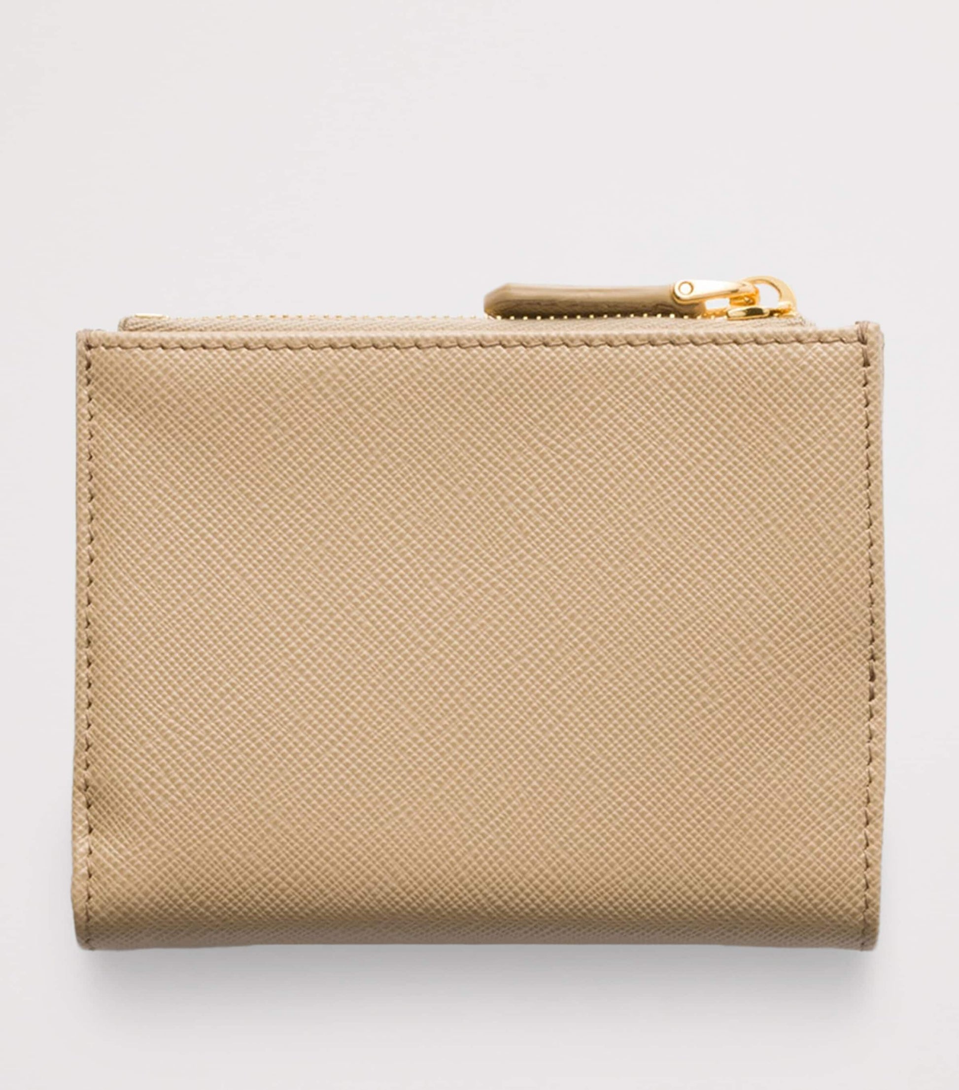 Prada Neutral Small Saffiano Leather Bifold Wallet