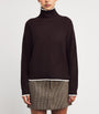 Brown Wool-Cashmere High-Neck Sweater