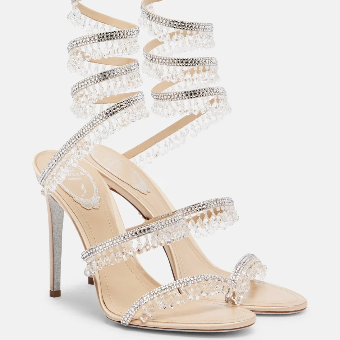 Rene Caovilla - Chandelier embellished satin sandals
