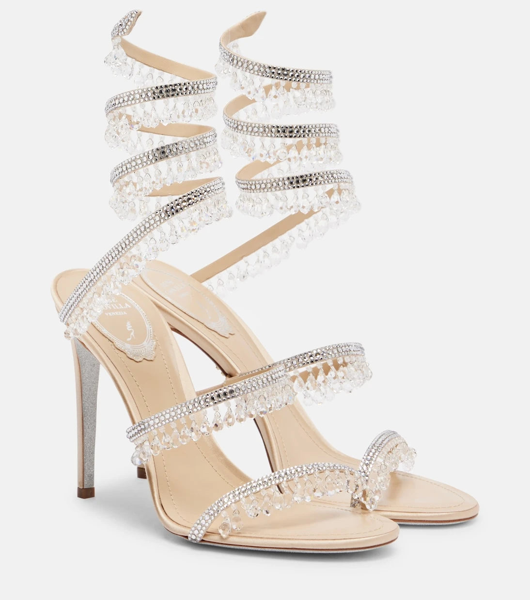 Rene Caovilla - Chandelier embellished satin sandals