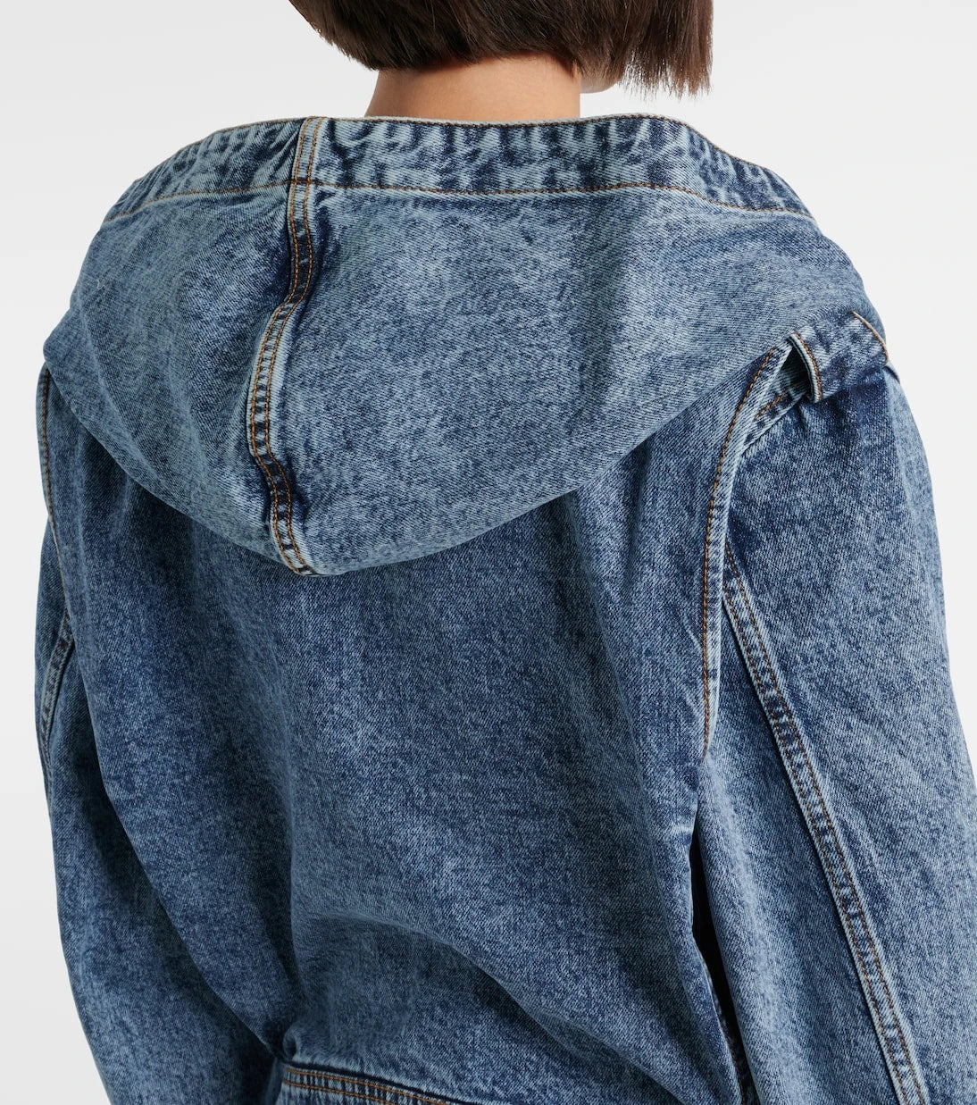Alaïa - Belted hooded denim jacket