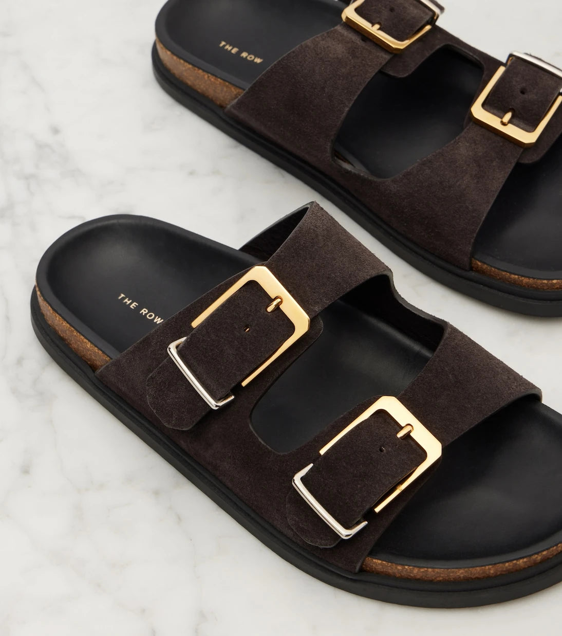 The Row - Buckle suede slides