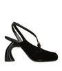 DRIES VAN NOTEN Brown Velvet Abstrack Slingback Heels 95