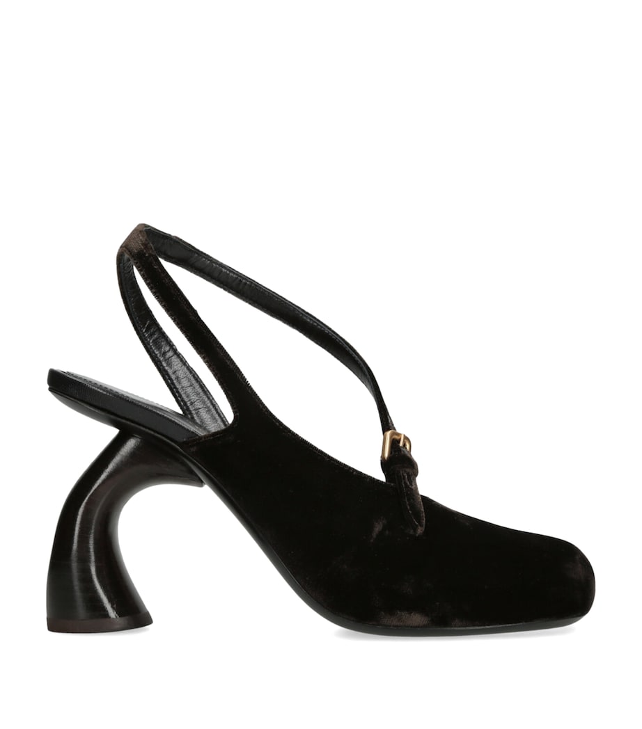 DRIES VAN NOTEN Brown Velvet Abstrack Slingback Heels 95
