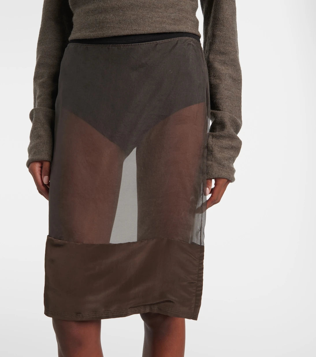 Calvin Klein Collection - Mabel satin-trimmed mesh midi skirt