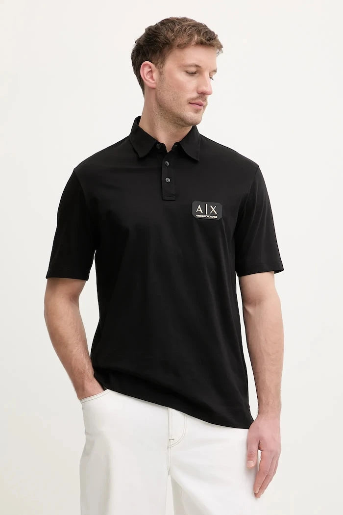 Памучна тениска с яка Armani Exchange