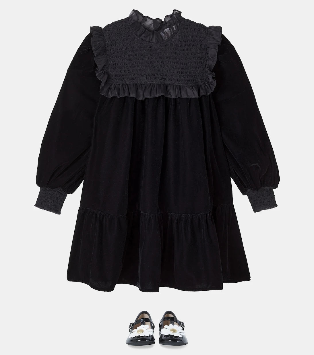 Petite Amalie - Shirred velvet dress