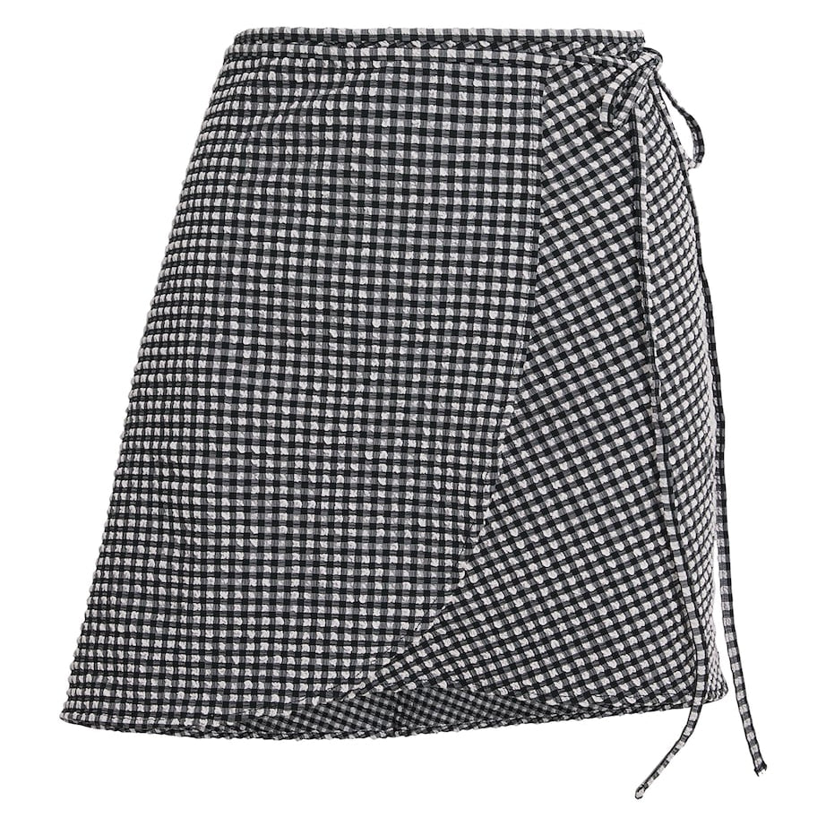 Hunza G Black Seersucker Gingham Mini Sarong