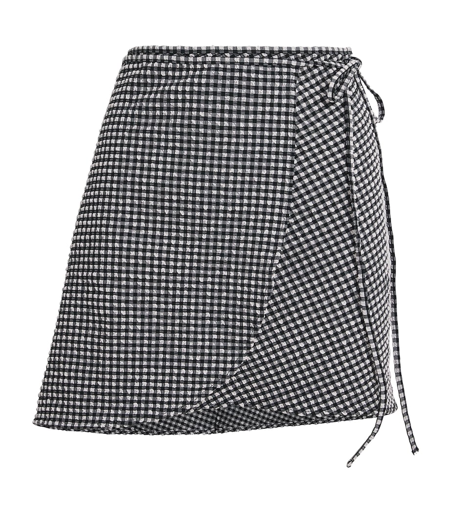 Hunza G Black Seersucker Gingham Mini Sarong