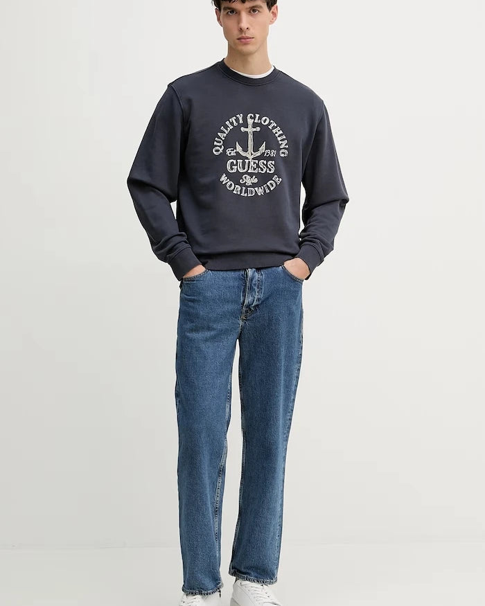 Guess sıradan erkek pamuklu sweatshirt