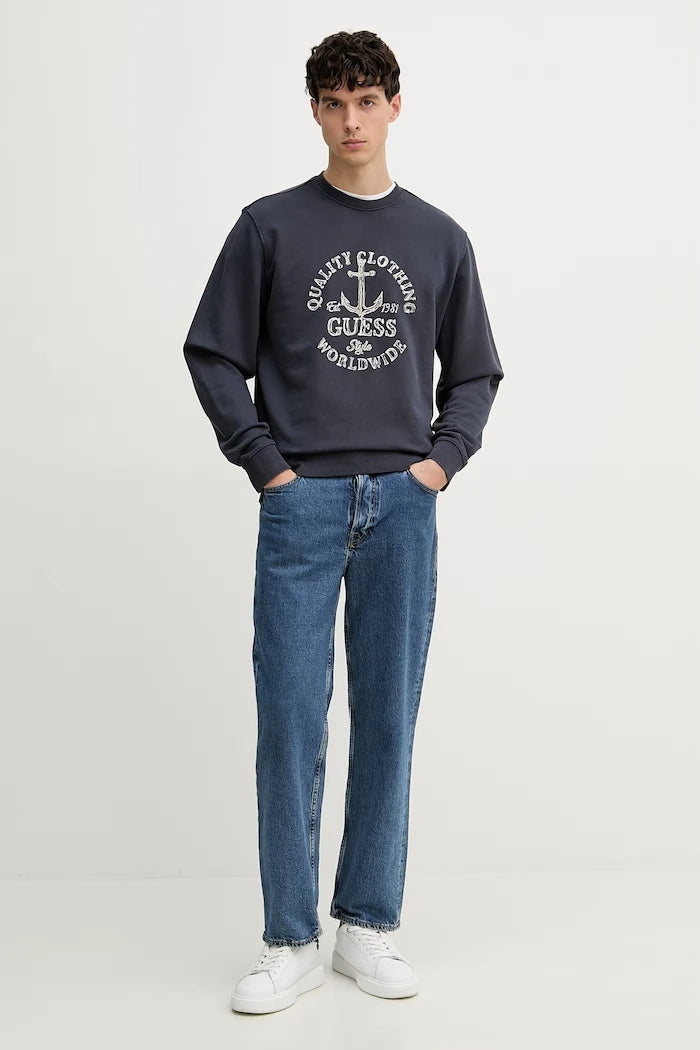 Guess sıradan erkek pamuklu sweatshirt