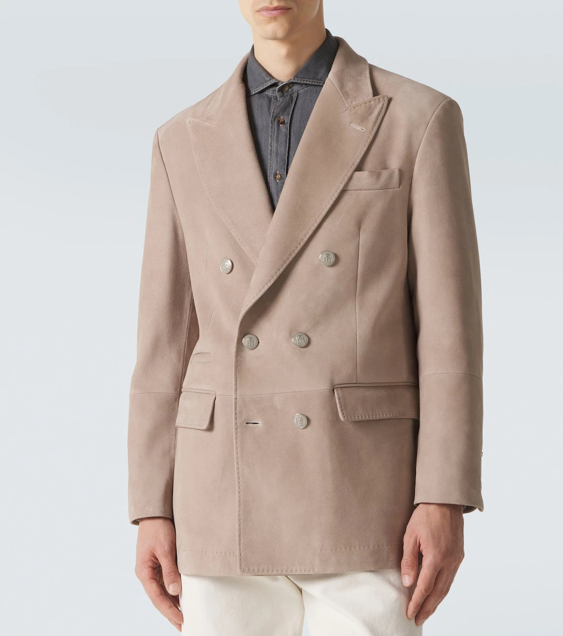 Brunello Cucinelli - Double-breasted suede blazer