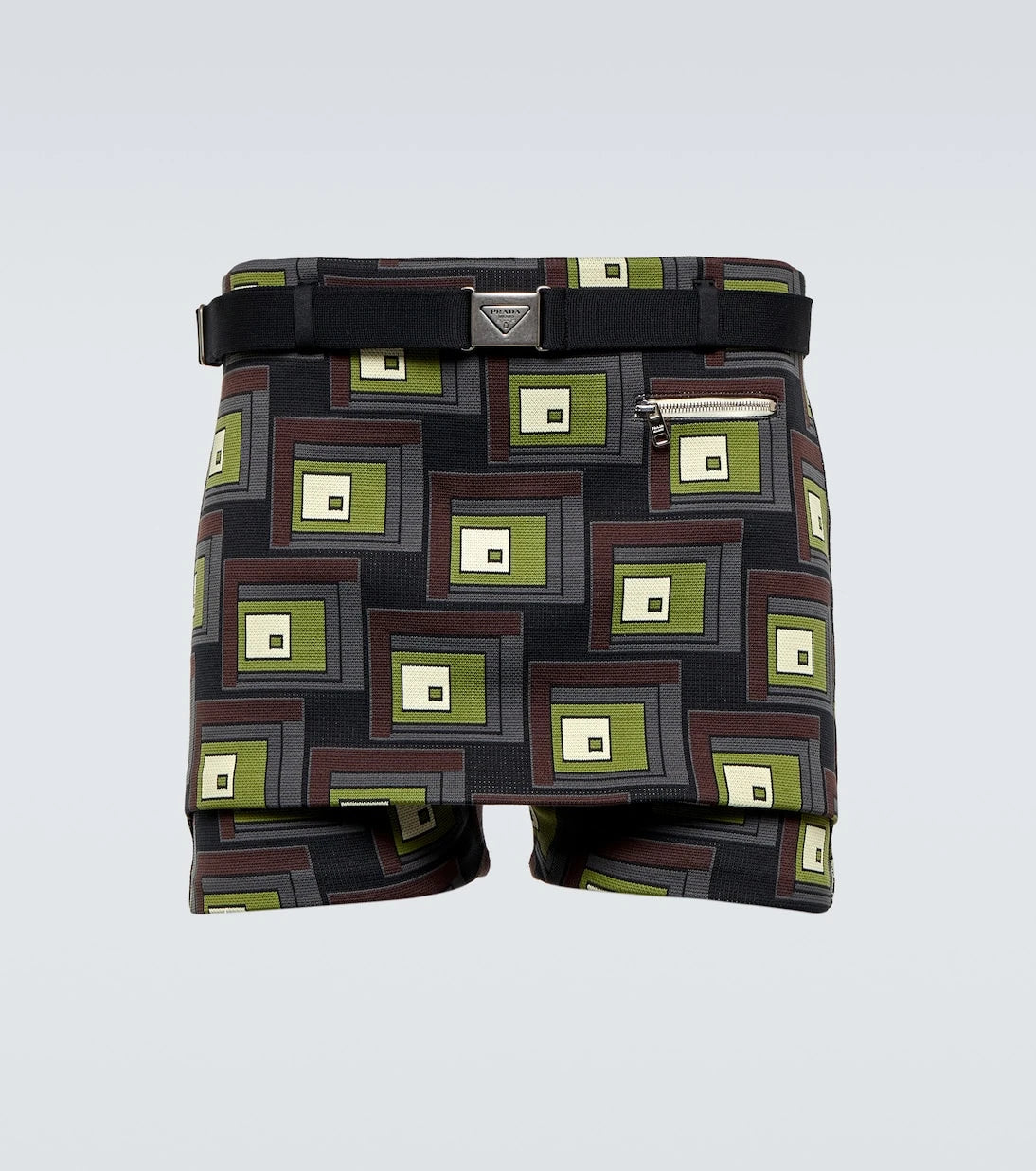 Prada - Belted jacquard shorts