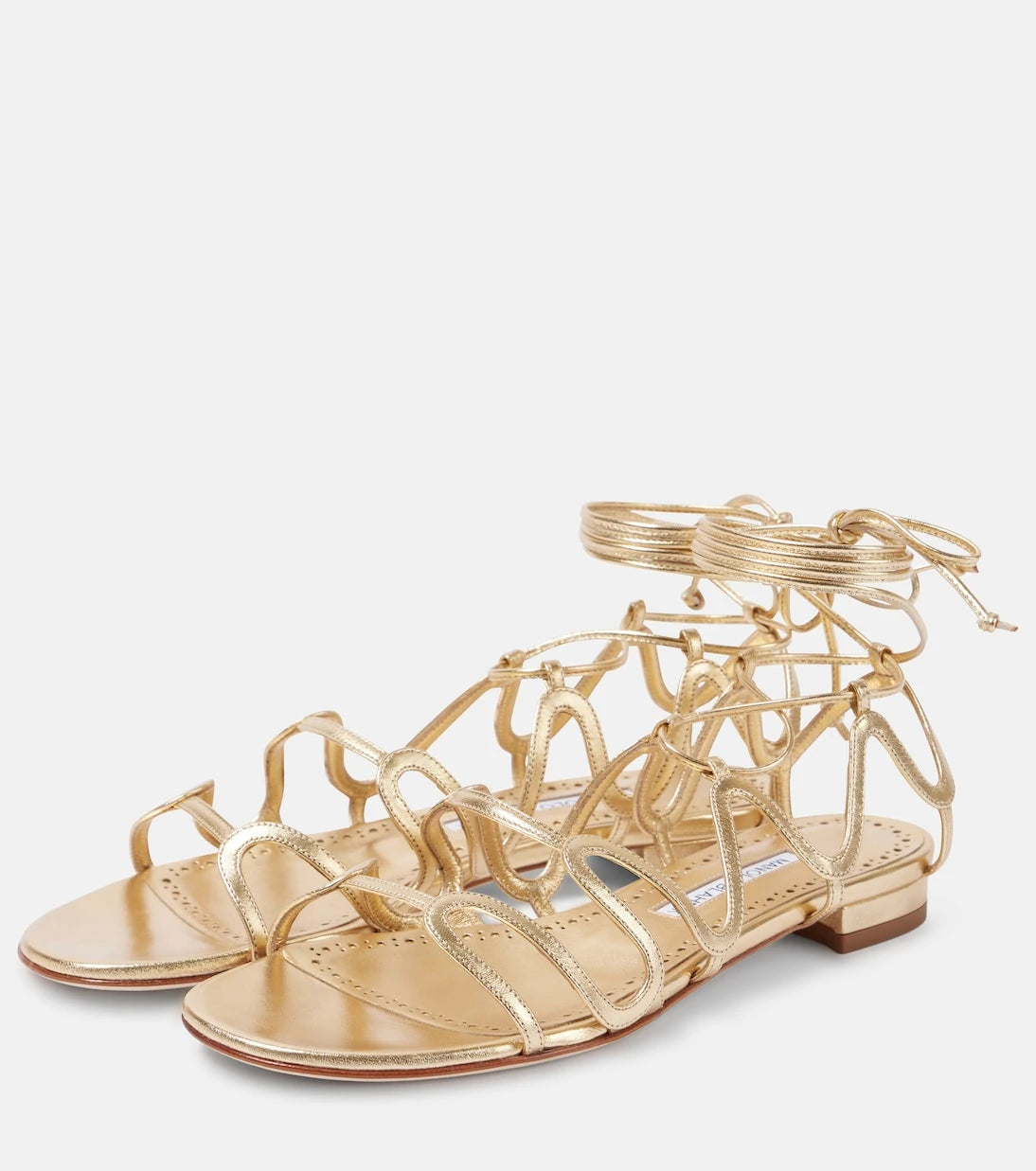 Manolo Blahnik - Fawdaflat metallic leather sandals