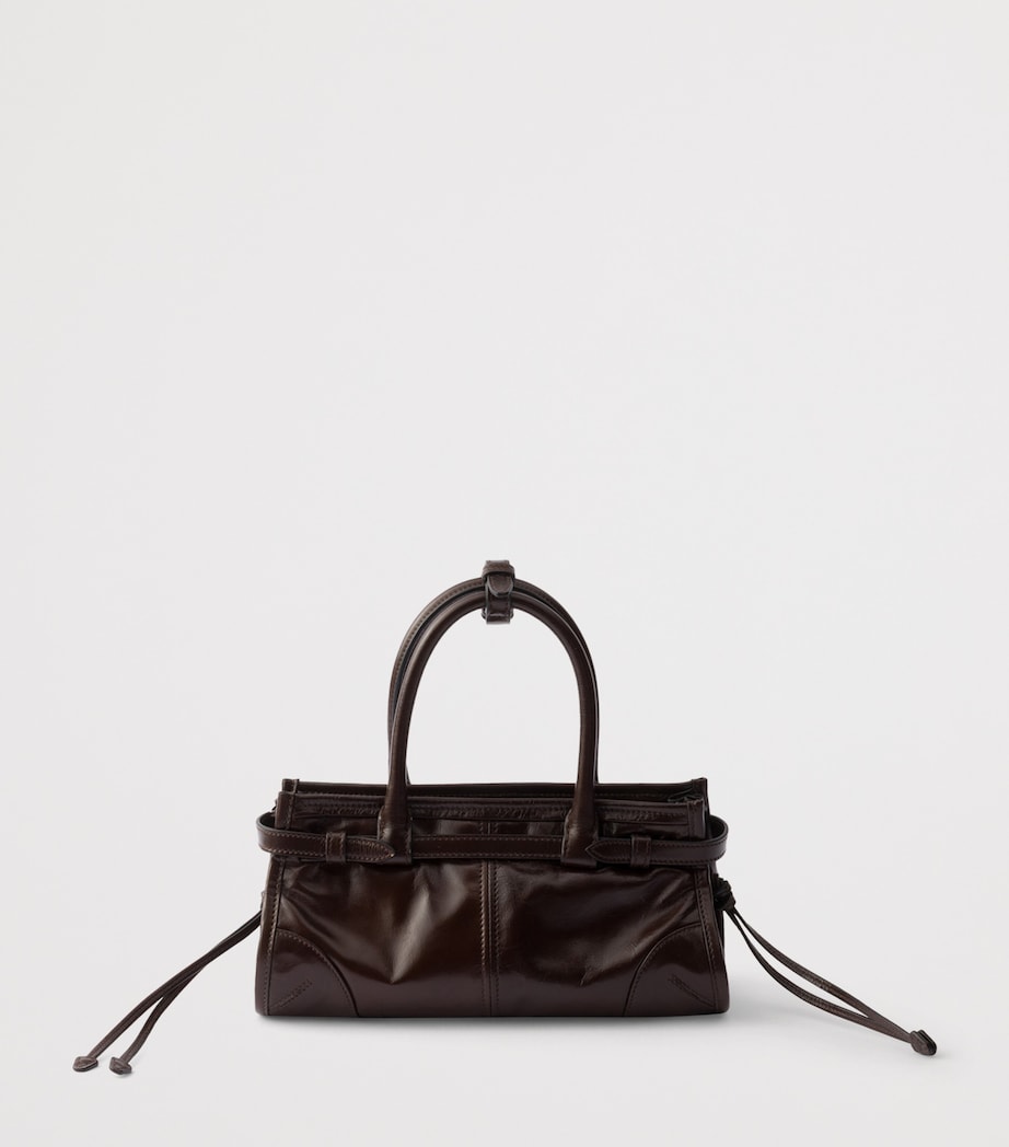 Prada Brown Mini Leather Bonnie Top-Handle Bag