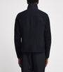 Emporio Armani Blue Suede Funnel-Neck Sweatshirt