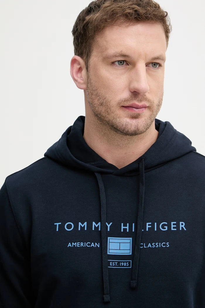 Tommy Hilfiger kapüşonlu erkek pamuklu sweatshirt