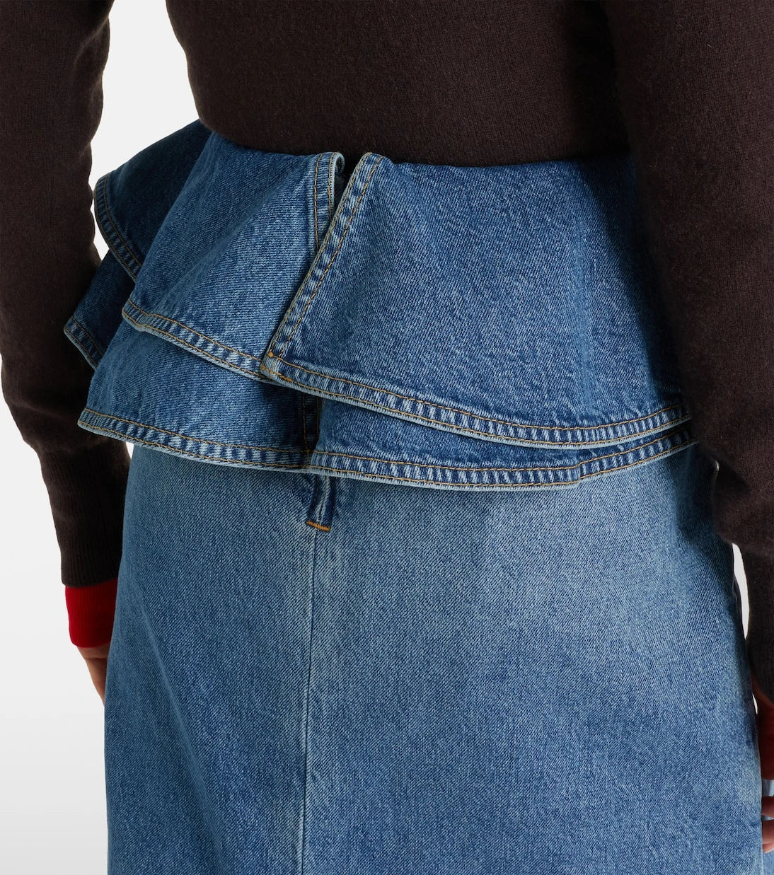 Plan C - Peplum denim midi skirt