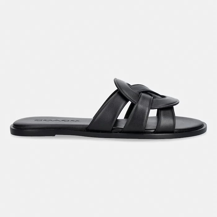 Coach чехли дамски от кожа Lena Leather Slide Sandal