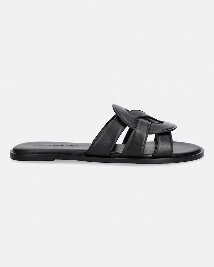Coach чехли дамски от кожа Lena Leather Slide Sandal