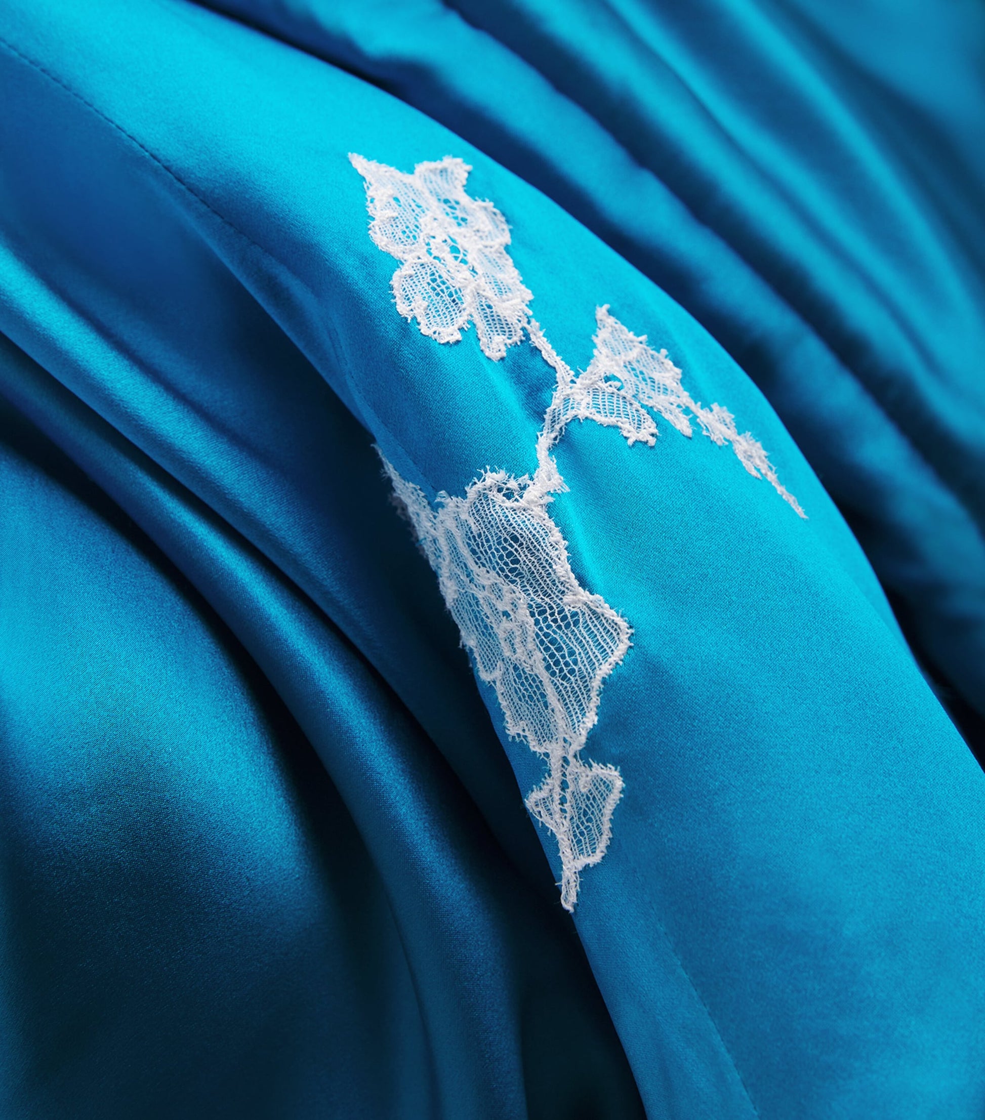 TORLOWEI Green Silk-Lace Padded House Coat