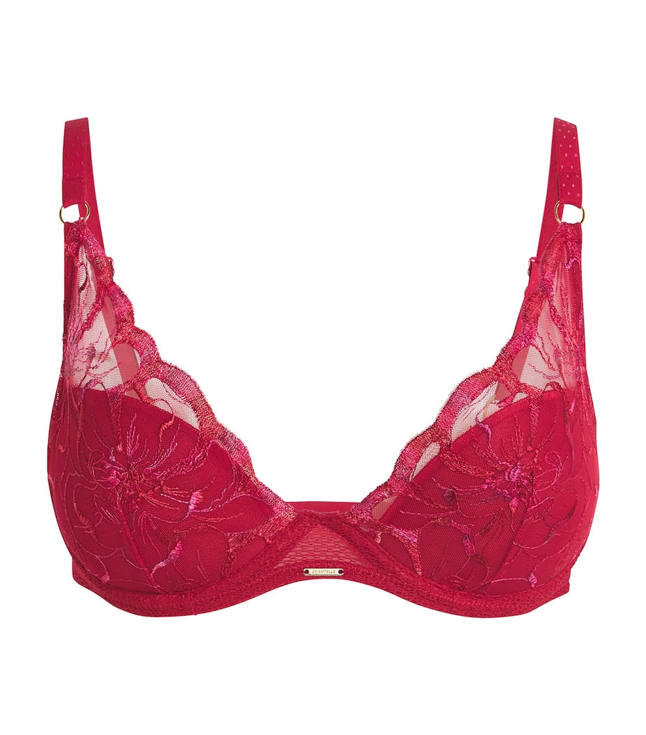 Chantelle Red Fleurs Plunge T-Shirt Bra