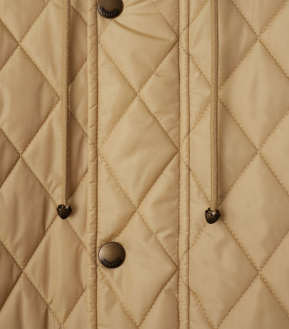 Beige Water-Resistant Quilted Parka