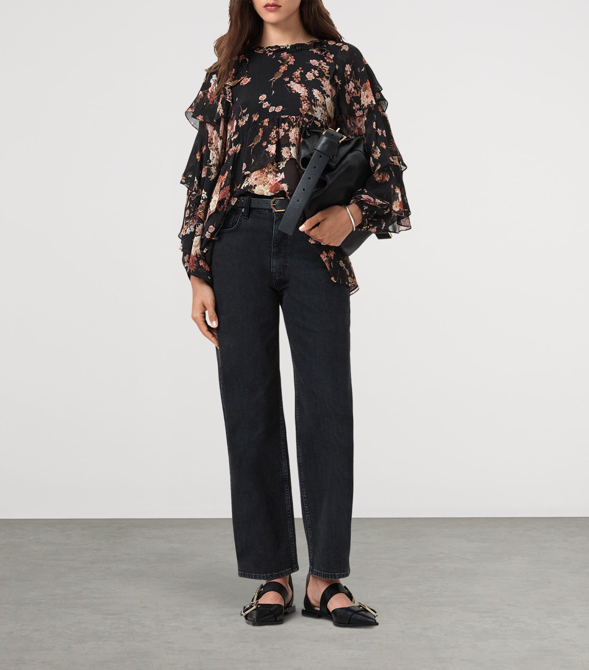 AllSaints Black Viscose-Silk Lissie Blouse