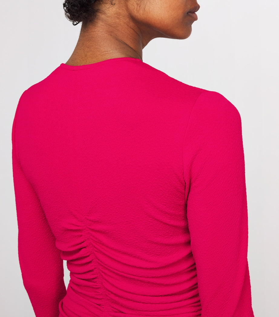 ME+EM Pink Textured Ruched Maxi Dress