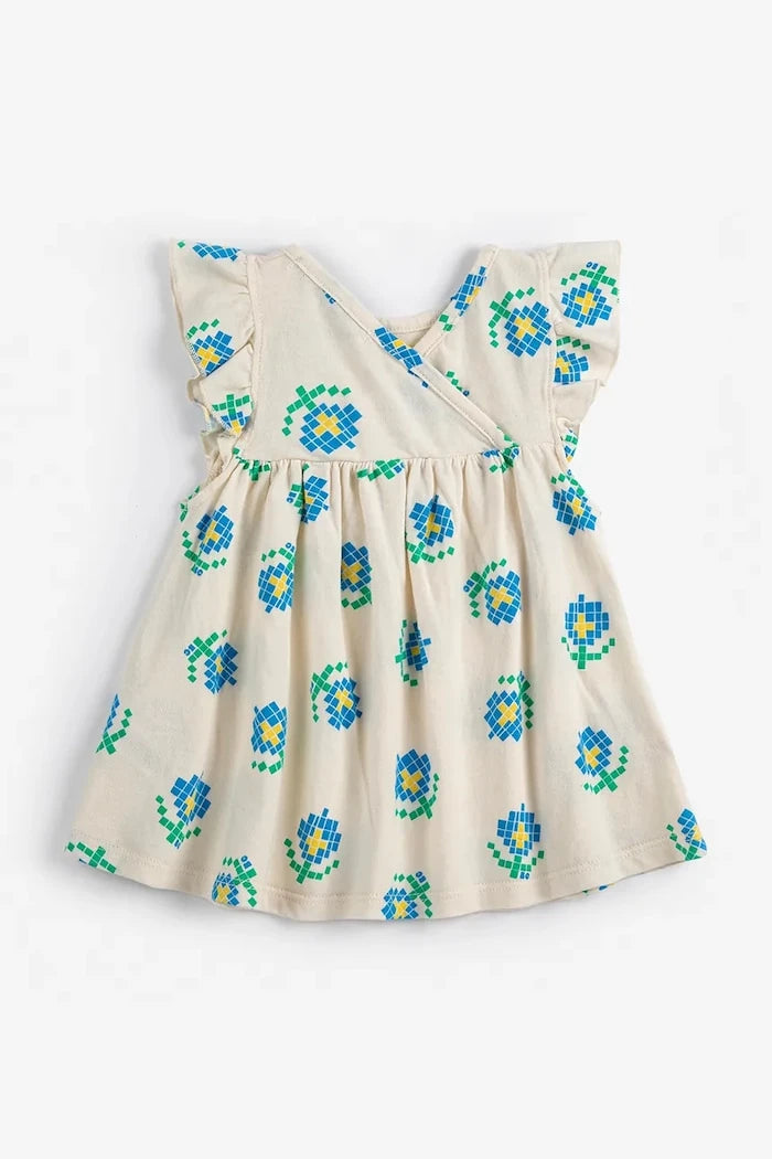 Бебешка памучна рокля Bobo Choses Pixel Flowers