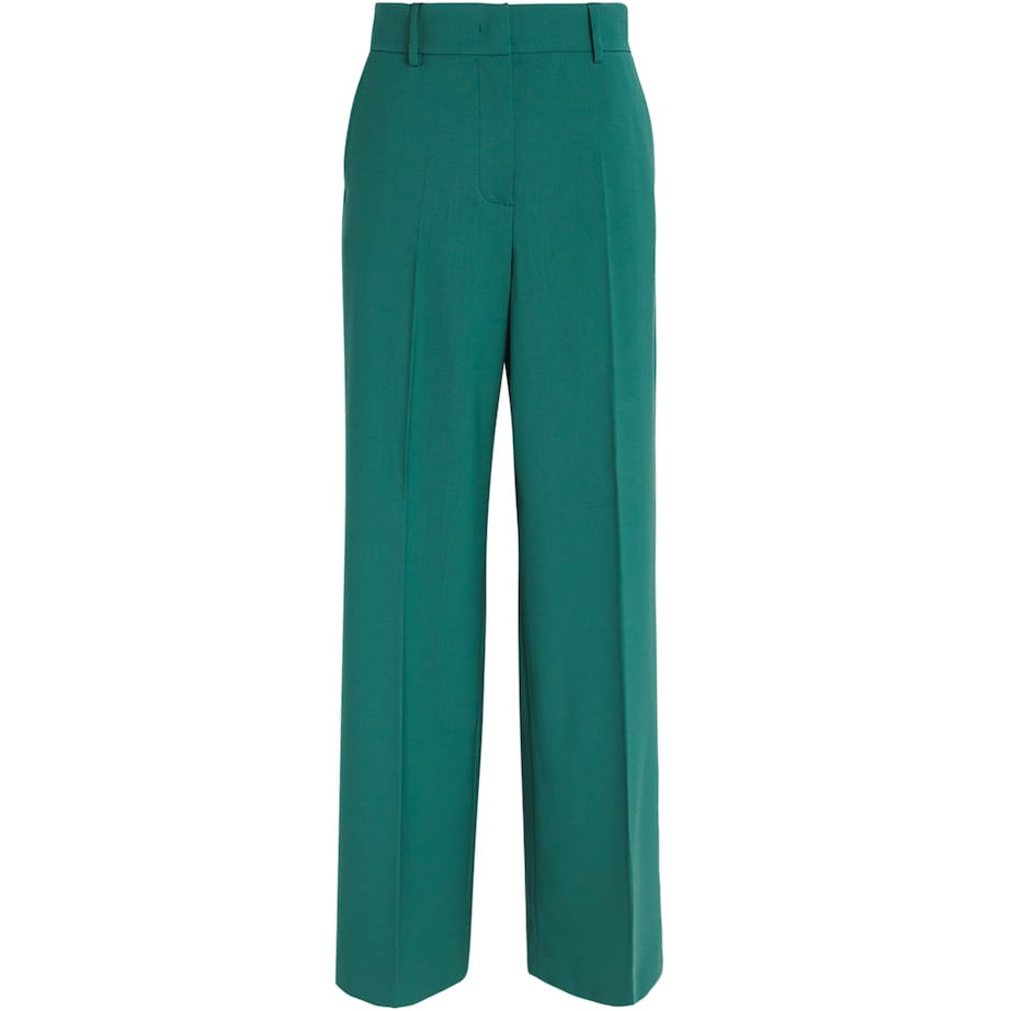 Green Virgin Wool Tailored Trousers