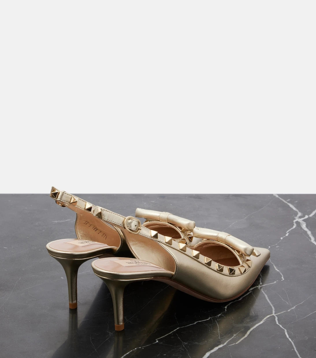 Valentino Garavani - Rockstud Bow leather slingback pumps