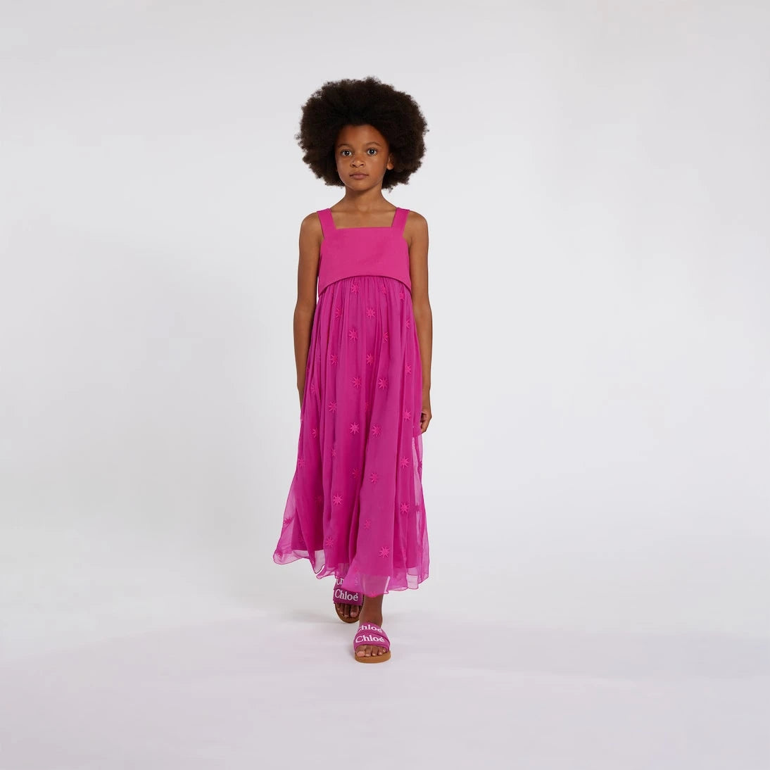 Chloé Kids - فستان حريري مطرز