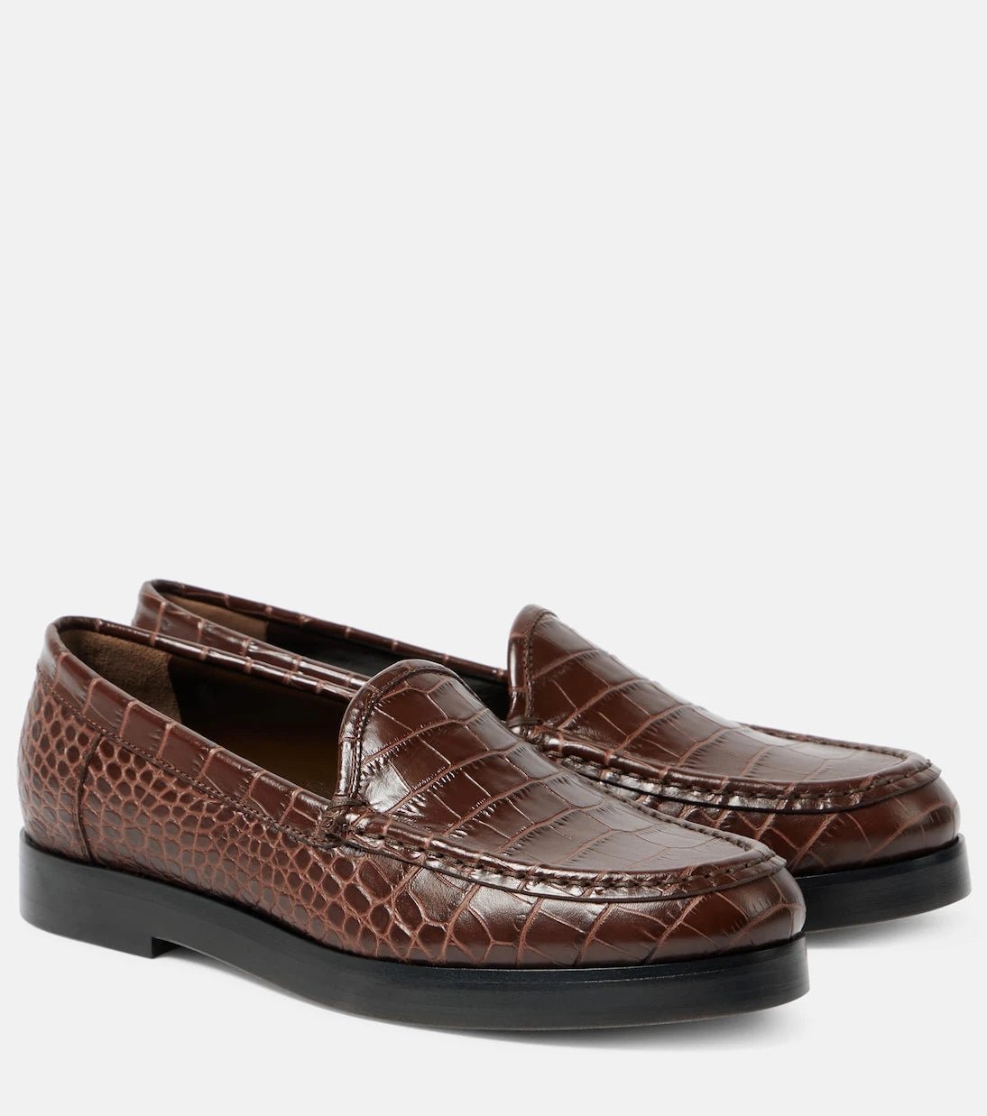 Manolo Blahnik - Dinelio croc-effect leather loafers