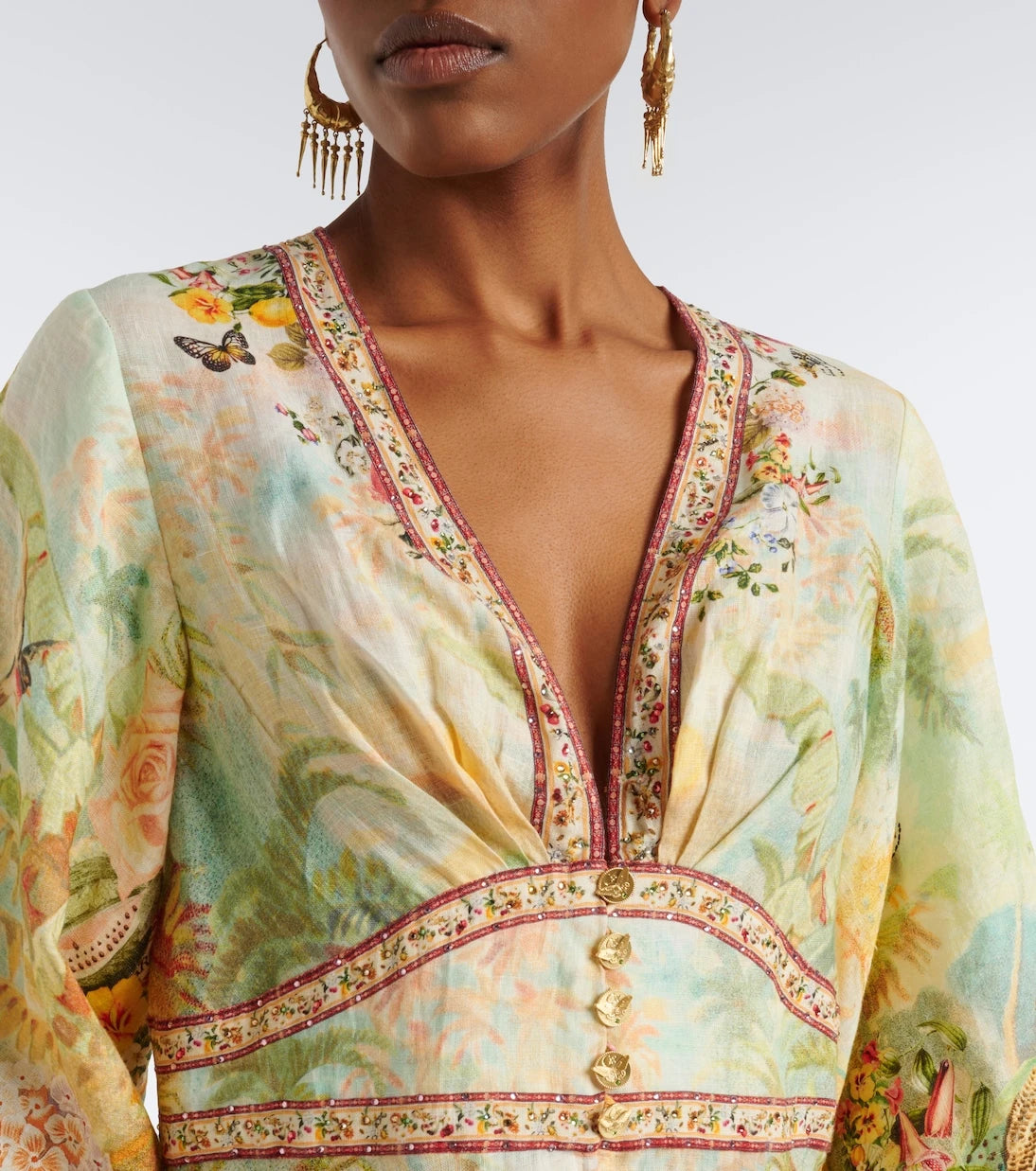 Camilla - Printed linen maxi dress