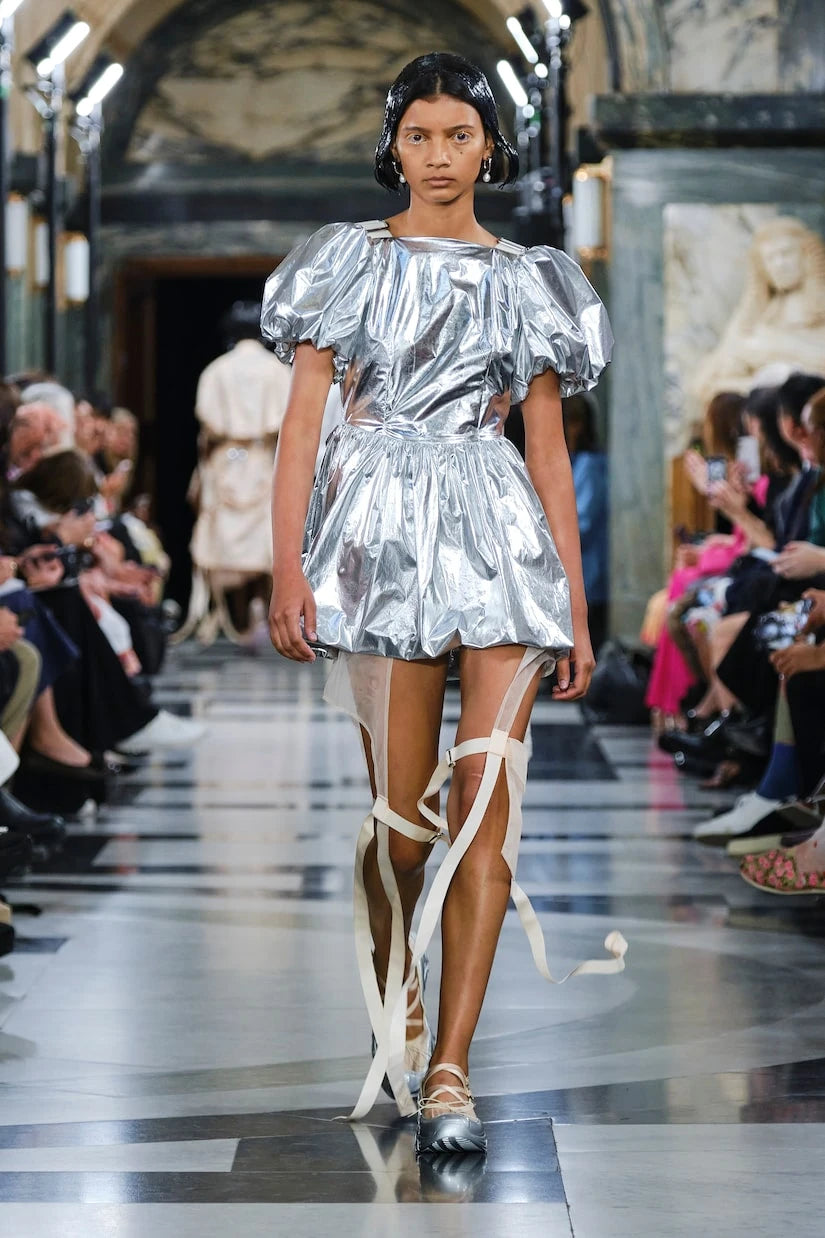 Simone Rocha - Puff-sleeve metallic minidress