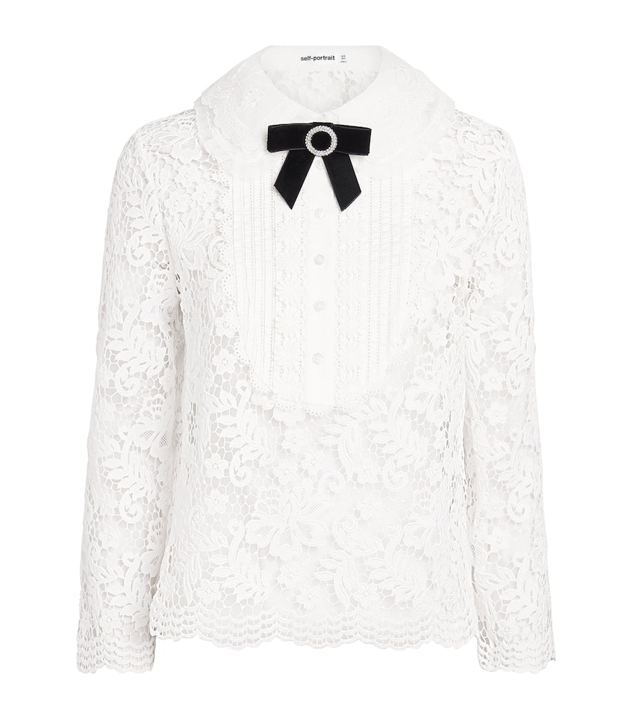 Self-Portrait White Lace Bow-Detail Blouse