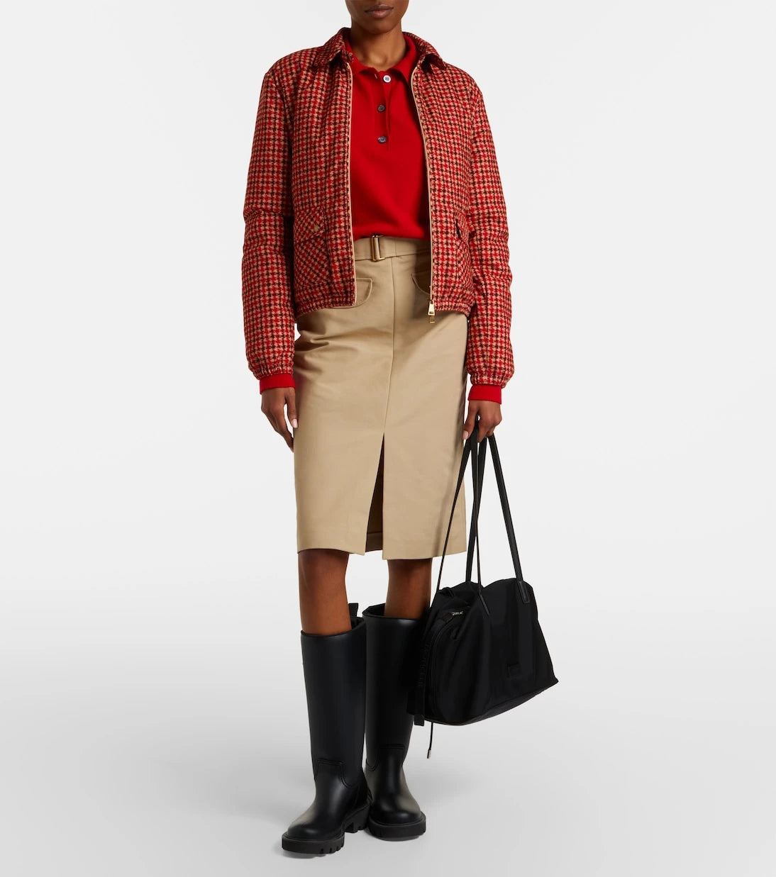 Moncler - Belted cotton pencil skirt
