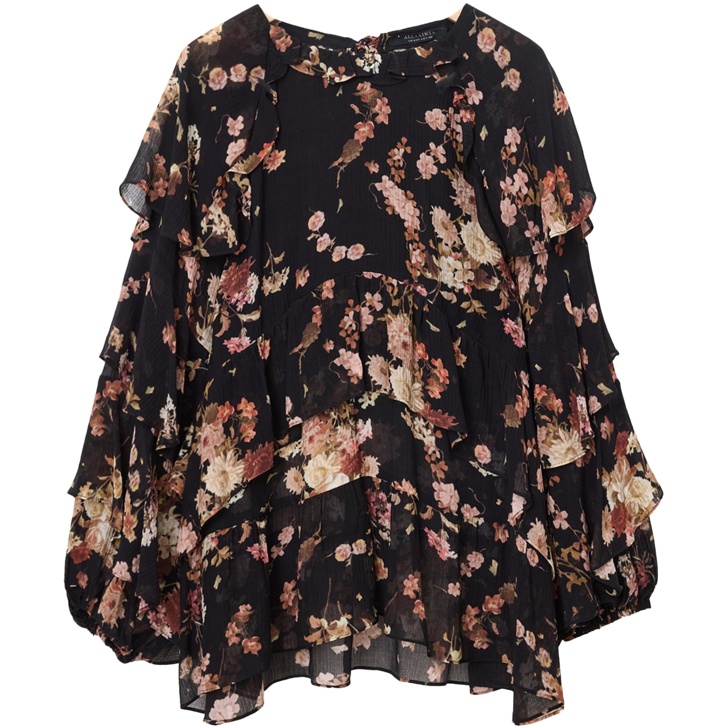 AllSaints Black Viscose-Silk Lissie Blouse