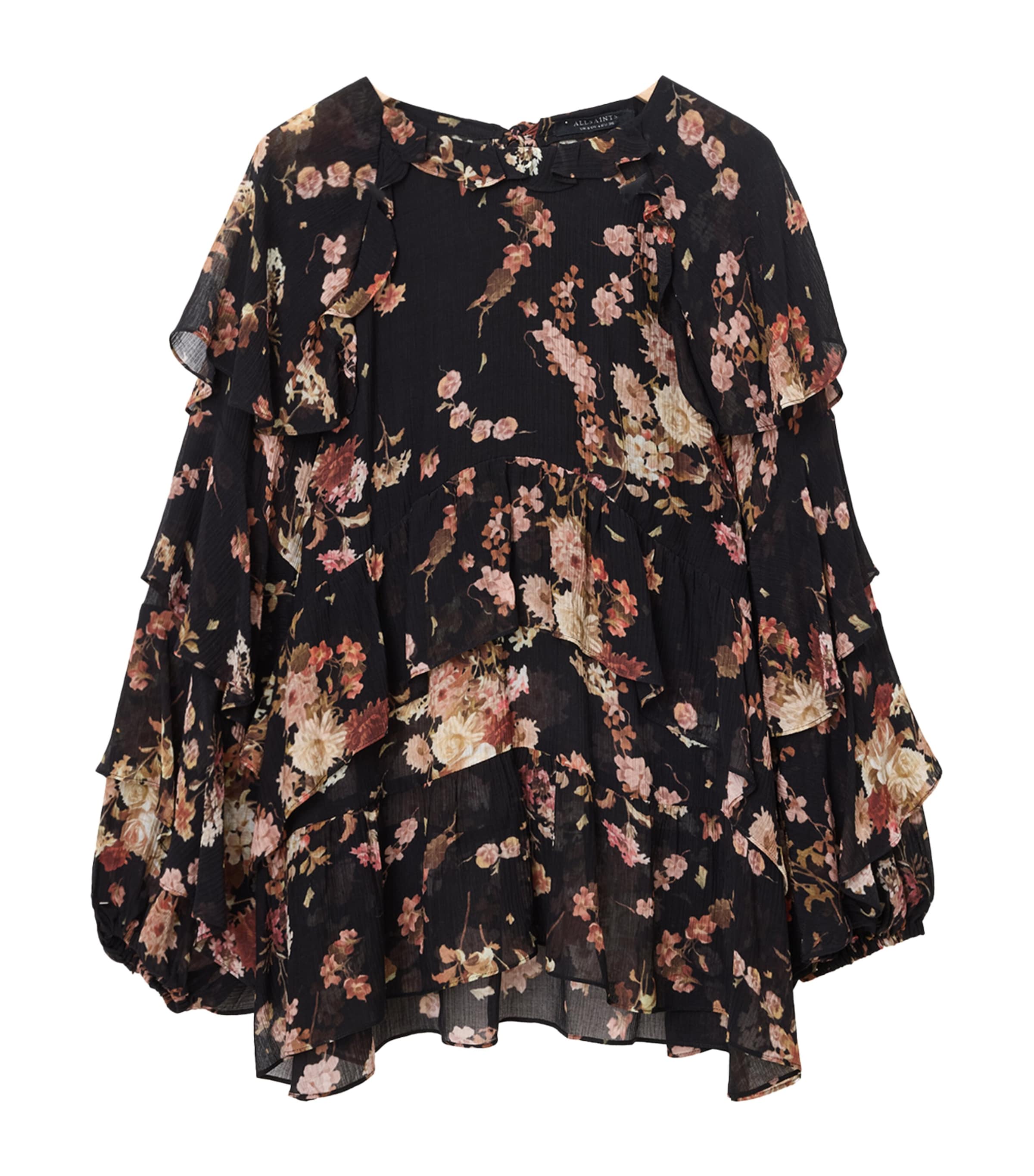 AllSaints Black Viscose-Silk Lissie Blouse