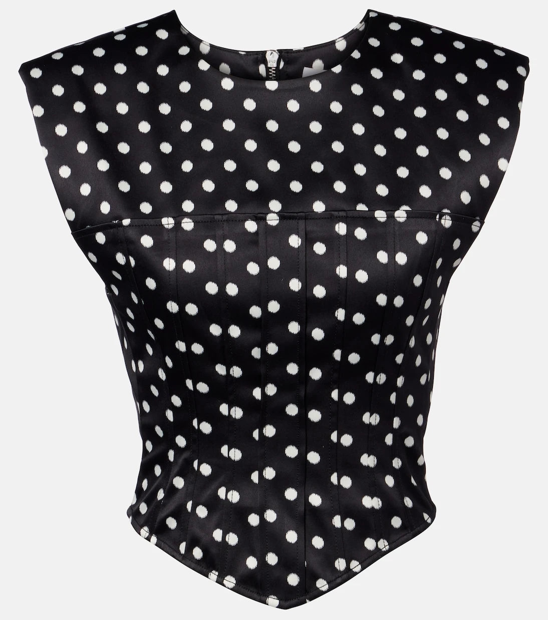 Ganni - Polka-dot satin corset top