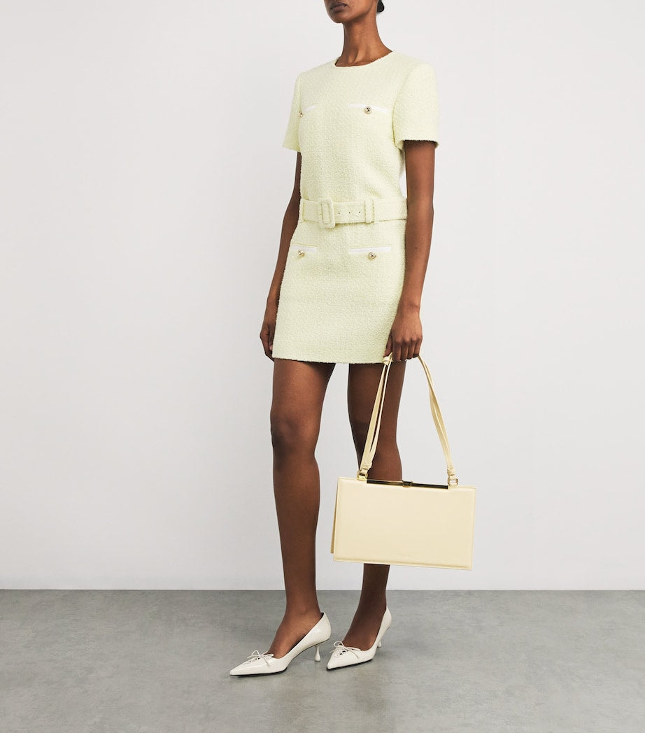 Self-Portrait Yellow Bouclé Belted Mini Dress