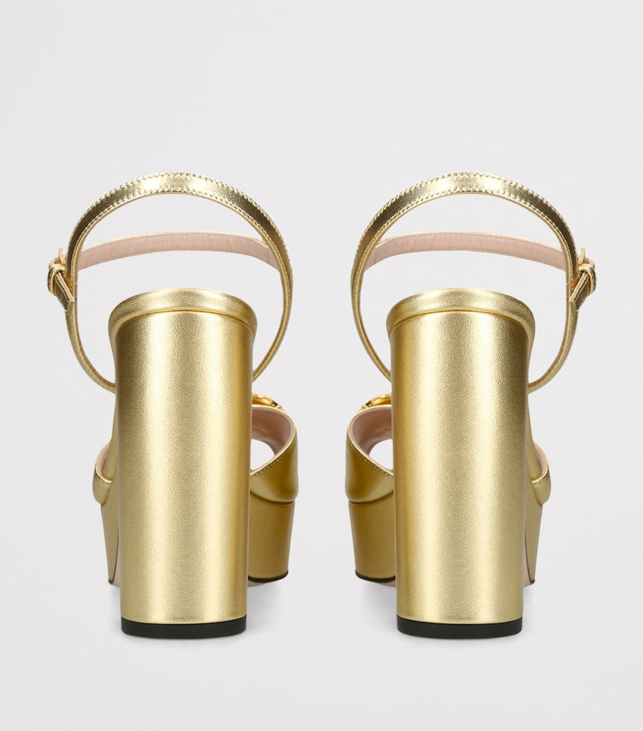 Metallic Leather VLogo Signature Platform Sandals 115