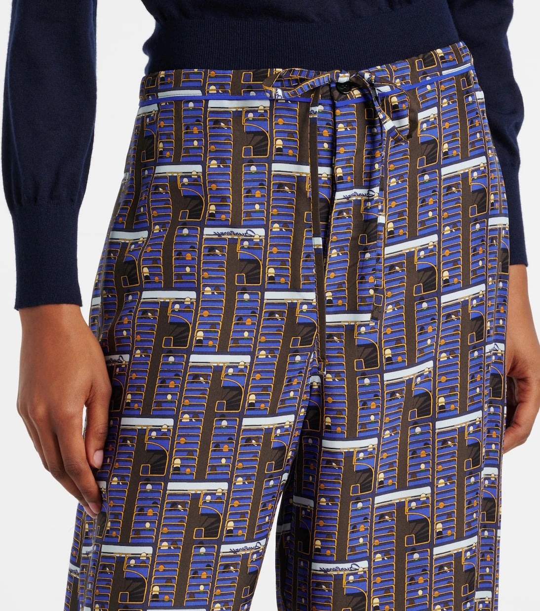 Burberry - Checked silk straight pants