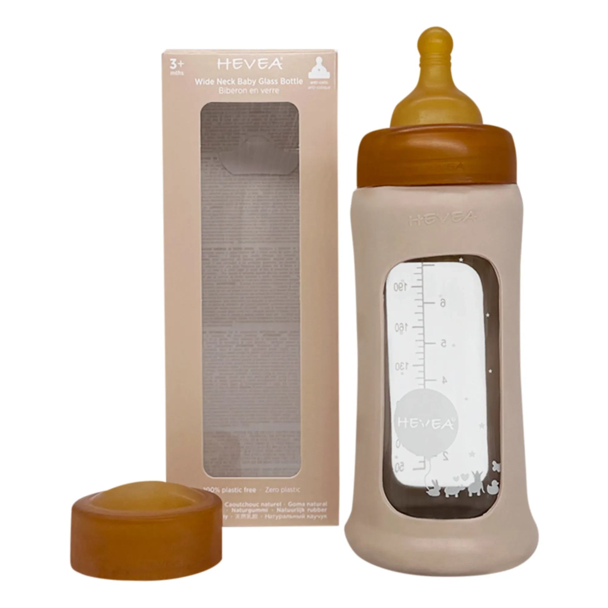 Hevea - Medium Flow Wide-Neck Glass Bottle with Protective Sleeve | Sand