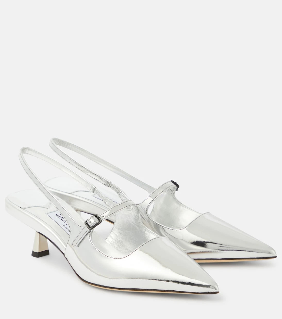 Jimmy Choo - حذاء ديدي 45 بكعب عالٍ من الجلد المعدني